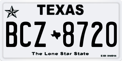 TX license plate BCZ8720