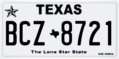 TX license plate BCZ8721