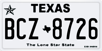 TX license plate BCZ8726