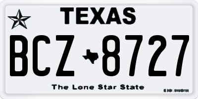 TX license plate BCZ8727