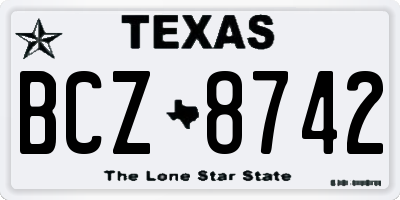 TX license plate BCZ8742