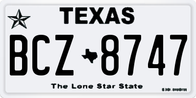 TX license plate BCZ8747