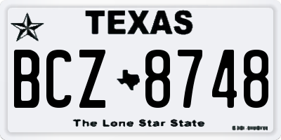 TX license plate BCZ8748