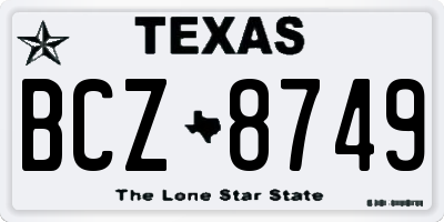 TX license plate BCZ8749