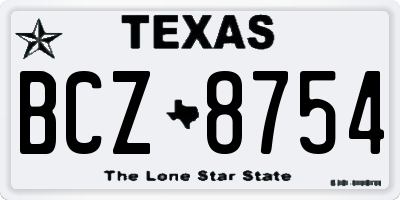 TX license plate BCZ8754