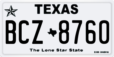 TX license plate BCZ8760