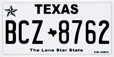 TX license plate BCZ8762