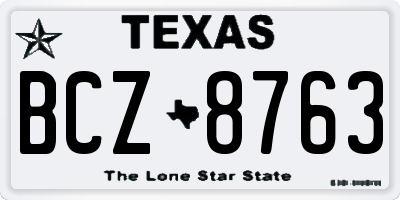 TX license plate BCZ8763