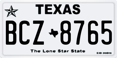 TX license plate BCZ8765