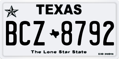 TX license plate BCZ8792