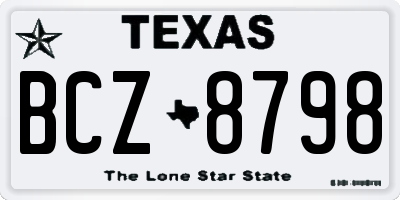 TX license plate BCZ8798