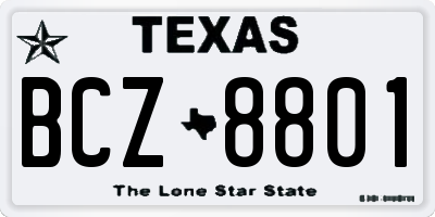 TX license plate BCZ8801
