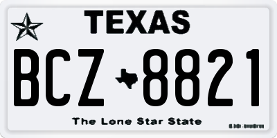 TX license plate BCZ8821