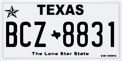 TX license plate BCZ8831