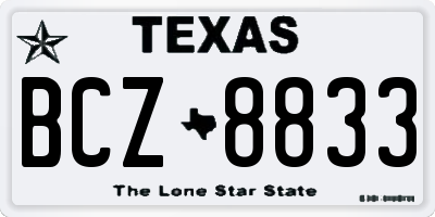 TX license plate BCZ8833