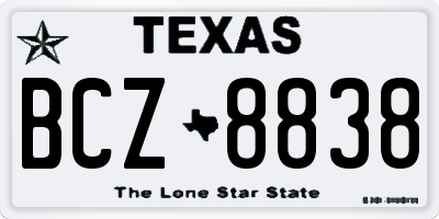 TX license plate BCZ8838