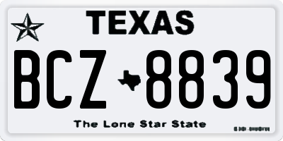 TX license plate BCZ8839