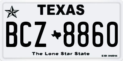 TX license plate BCZ8860