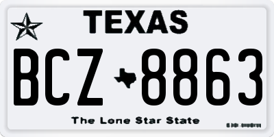 TX license plate BCZ8863
