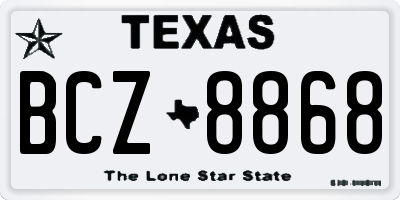 TX license plate BCZ8868