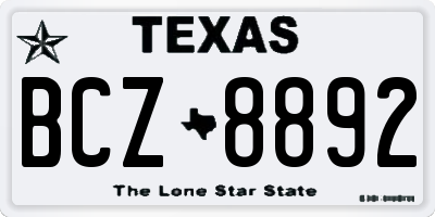 TX license plate BCZ8892