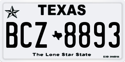 TX license plate BCZ8893