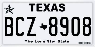 TX license plate BCZ8908