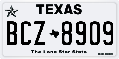 TX license plate BCZ8909
