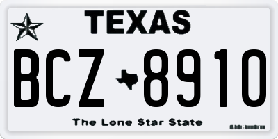 TX license plate BCZ8910
