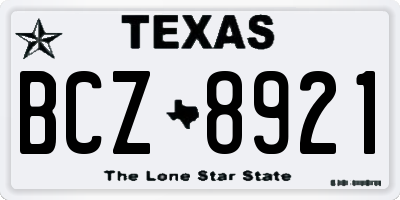TX license plate BCZ8921