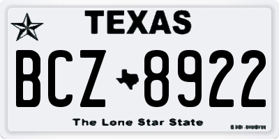 TX license plate BCZ8922