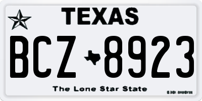 TX license plate BCZ8923