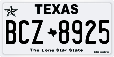 TX license plate BCZ8925