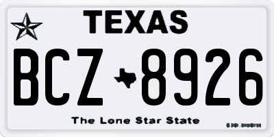 TX license plate BCZ8926