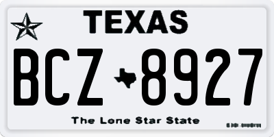TX license plate BCZ8927