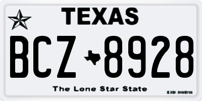TX license plate BCZ8928