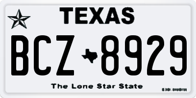 TX license plate BCZ8929