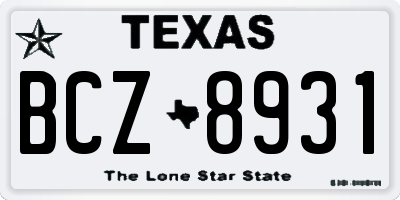 TX license plate BCZ8931