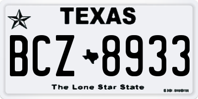 TX license plate BCZ8933