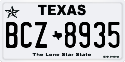 TX license plate BCZ8935