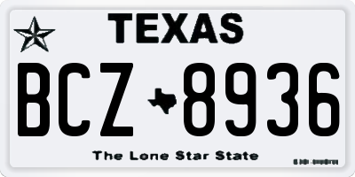 TX license plate BCZ8936