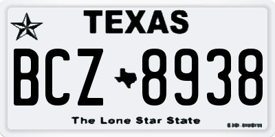 TX license plate BCZ8938