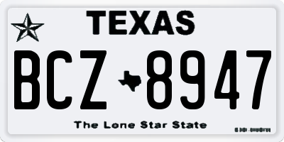 TX license plate BCZ8947