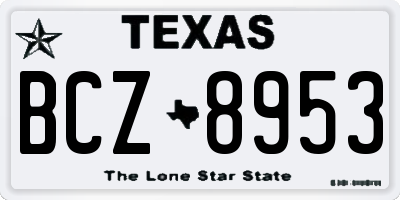 TX license plate BCZ8953