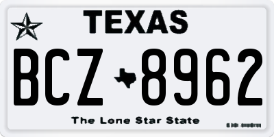 TX license plate BCZ8962