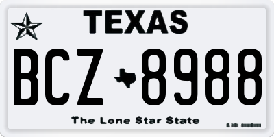 TX license plate BCZ8988