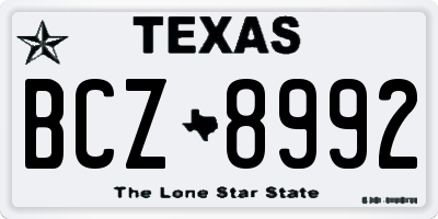 TX license plate BCZ8992