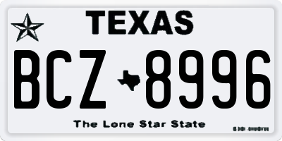 TX license plate BCZ8996