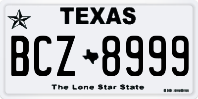TX license plate BCZ8999