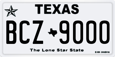 TX license plate BCZ9000